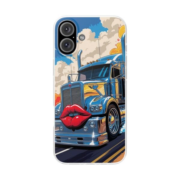 Blue Big Rig Truck with Red Lips Flexi Phone Case
