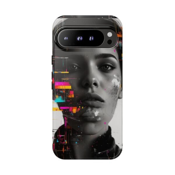 Glitch Portrait Phone Case — Neon Glitch Art Protective Phone Case