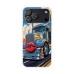 Blue Big Rig Truck with Red Lips Flexi Phone Case