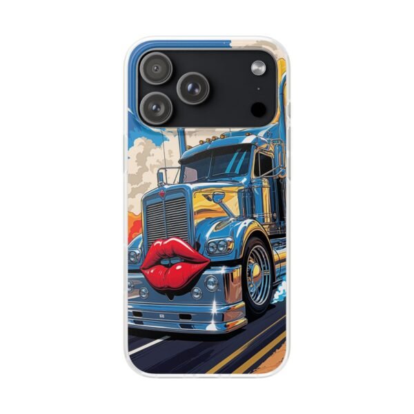 Blue Big Rig Truck with Red Lips Flexi Phone Case