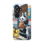 Phone Case — Cute Panda Train Ride with Cat & Ducklings