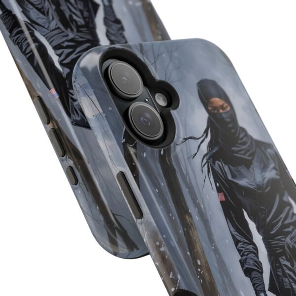 Magnetic Phone Case – Mysterious Ninja Warrior in Winter Forest