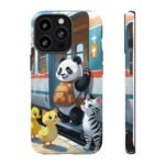 Phone Case — Cute Panda Train Ride with Cat & Ducklings