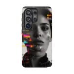 Glitch Portrait Phone Case — Neon Glitch Art Protective Phone Case