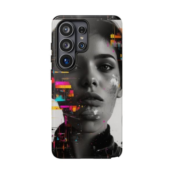 Glitch Portrait Phone Case — Neon Glitch Art Protective Phone Case