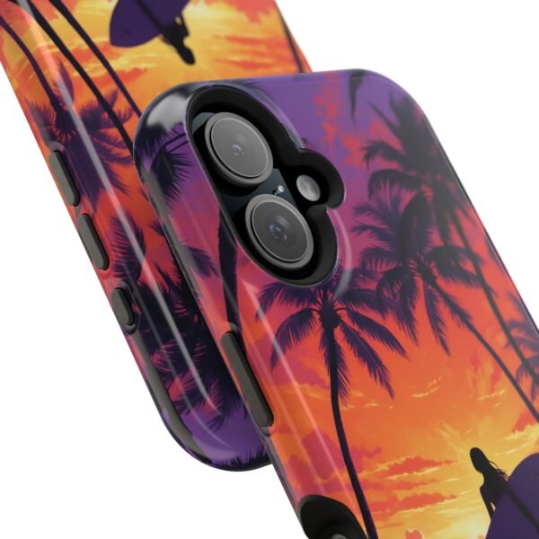 Magnetic Phone Case – Tropical Sunset Surfer Palm Tree Design