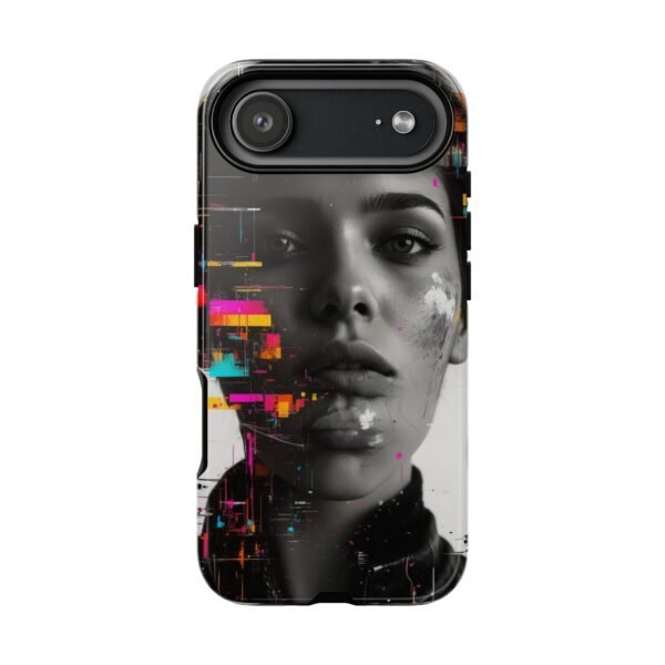 Glitch Portrait Phone Case — Neon Glitch Art Protective Phone Case