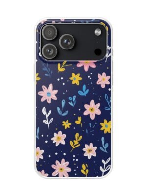 Floral Phone Case — Navy Ditsy Flowers Protective Flexi Case