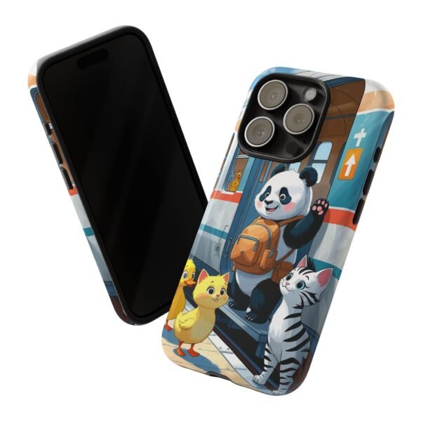 Phone Case — Cute Panda Train Ride with Cat & Ducklings