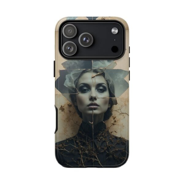 Surreal Vintage Portrait Phone Case — Artistic Femme with Origami Crown
