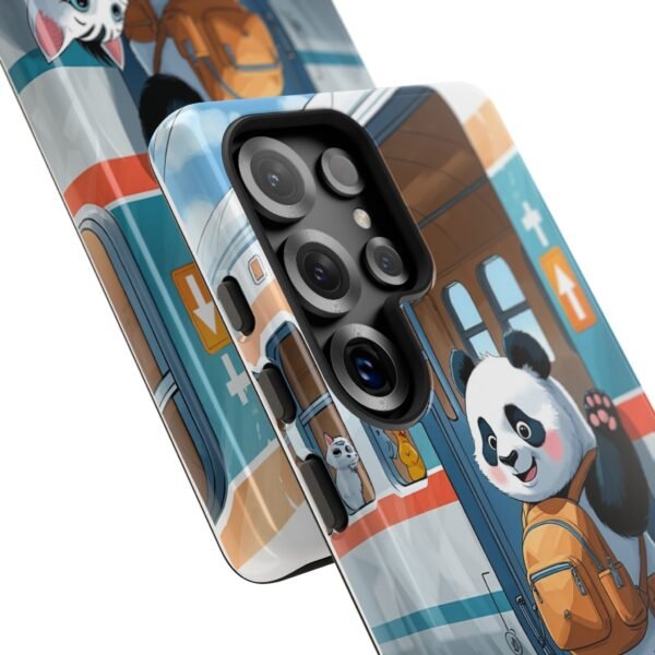 Phone Case — Cute Panda Train Ride with Cat & Ducklings