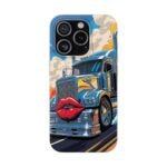 Blue Big Rig Truck with Red Lips Flexi Phone Case