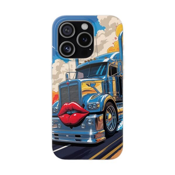 Blue Big Rig Truck with Red Lips Flexi Phone Case