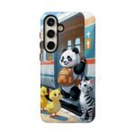 Phone Case — Cute Panda Train Ride with Cat & Ducklings
