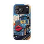 Blue Big Rig Truck with Red Lips Flexi Phone Case