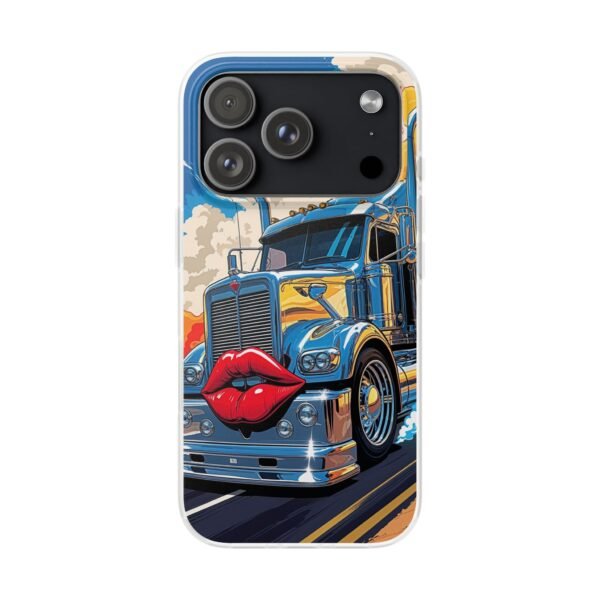 Blue Big Rig Truck with Red Lips Flexi Phone Case