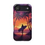 Magnetic Phone Case – Tropical Sunset Surfer Palm Tree Design
