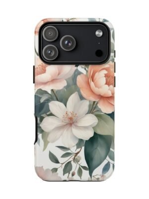 Floral Vintage Tough Case — Peach & White Blooms Phone Case