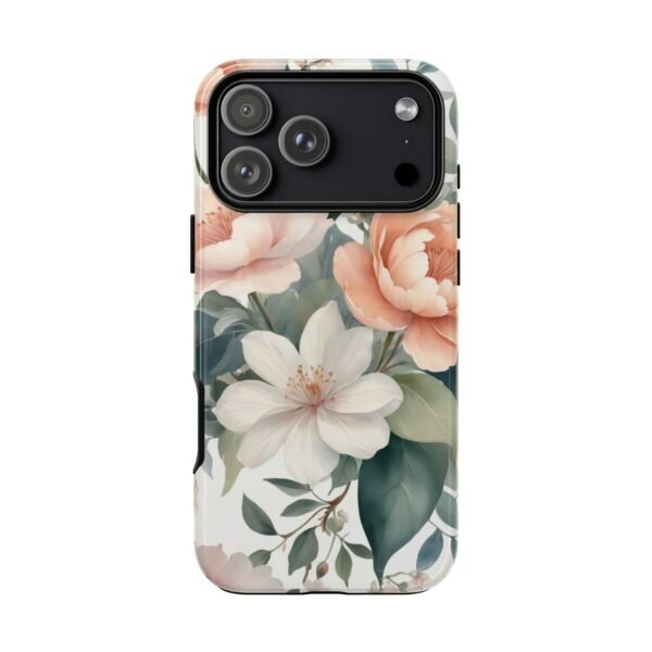 Floral Vintage Tough Case — Peach & White Blooms Phone Case